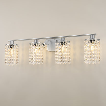 YANSUN 4-Light Bathroom Vanity Mirror Light, Nickel Crystal Finish, E12 Socket, Modern Vanity Lighting for Bedroom, Hallway
