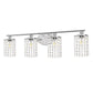 YANSUN 4-Light Bathroom Vanity Mirror Light, Nickel Crystal Finish, E12 Socket, Modern Vanity Lighting for Bedroom, Hallway