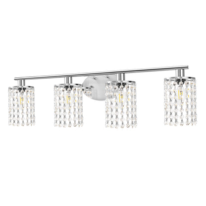 YANSUN 4-Light Bathroom Vanity Mirror Light, Nickel Crystal Finish, E12 Socket, Modern Vanity Lighting for Bedroom, Hallway
