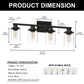 YANSUN 4-Light Black Vanity Fixture with Transparent Cylindrical Glass Shades E26 Bulb Not Included