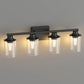 YANSUN 4-Light Black Vanity Fixture with Transparent Cylindrical Glass Shades E26 Bulb Not Included