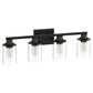 YANSUN 4-Light Black Vanity Fixture with Transparent Cylindrical Glass Shades E26 Bulb Not Included