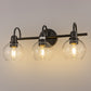 20 in. 3-Light Matte Black Industrial Bathroom Vanity Light with Clear Globe Glass Shades