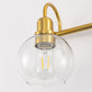 YANSUN 20 in. 3-Light Gold Bathroom Vanity Light, Industrial Design with Clear Glass Globe Shade for Powder Room Dressing Room