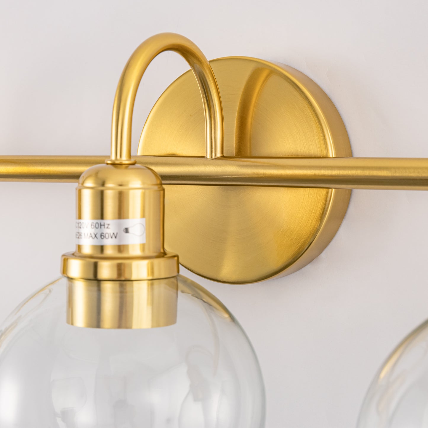 YANSUN 20 in. 3-Light Gold Bathroom Vanity Light, Industrial Design with Clear Glass Globe Shade for Powder Room Dressing Room