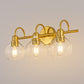 YANSUN 20 in. 3-Light Gold Bathroom Vanity Light, Industrial Design with Clear Glass Globe Shade for Powder Room Dressing Room