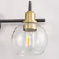 YANSUN 20 in. Industrial 3-Light Black and Gold Bathroom Vanity Light with Clear Glass Globe Shade for Bathroom or Mirror