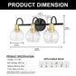 YANSUN 20 in. Industrial 3-Light Black and Gold Bathroom Vanity Light with Clear Glass Globe Shade for Bathroom or Mirror