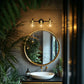 YANSUN 20 in. Industrial 3-Light Black and Gold Bathroom Vanity Light with Clear Glass Globe Shade for Bathroom or Mirror