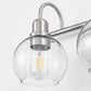 YANSUN 20 in. 3-Light Brushed Nickel Bathroom Vanity Light, Industrial Design with Clear Glass Globe Shade for Powder Room