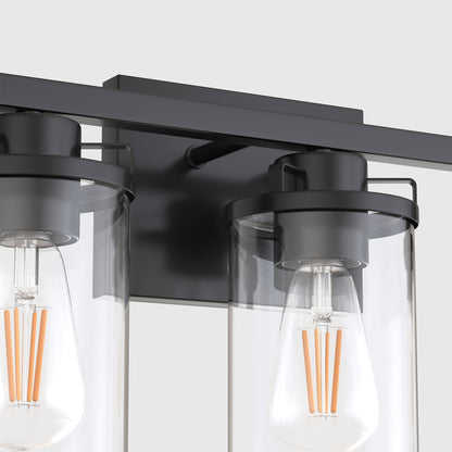 18 in. 3-Light Black Vanity Light with Clear Glass Shades for Budget Bathrooms
