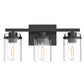 18 in. 3-Light Black Vanity Light with Clear Glass Shades for Budget Bathrooms