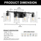 24 in. 4-Light Farmhouse Black Vanity Light with Clear Glass Shades for Budget Bathrooms
