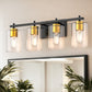 24 in. 4-Light Black Gold Vanity Light with Clear Glass Shades for Bathrooms