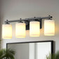 24 in. 4-Light Bathroom Vanity Light with Frosted Glass and Black Iron Frame