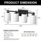 24 in. 4-Light Bathroom Vanity Light with Frosted Glass and Black Iron Frame