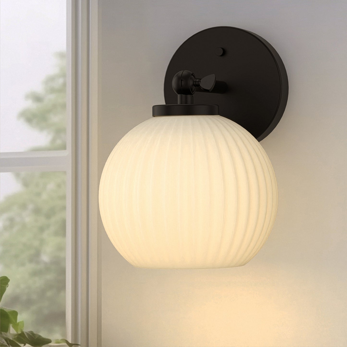 YANSUN 6 in. Milk White Glass Globe Vanity Shade with 6 in. Neckless Fitter for Bathroom