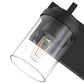 YANSUN 3-Light Vanity Mirror Light with Cylinder Glass Shades, Matte Black Finish, 21.7-Inch Length, Clear Glass Design