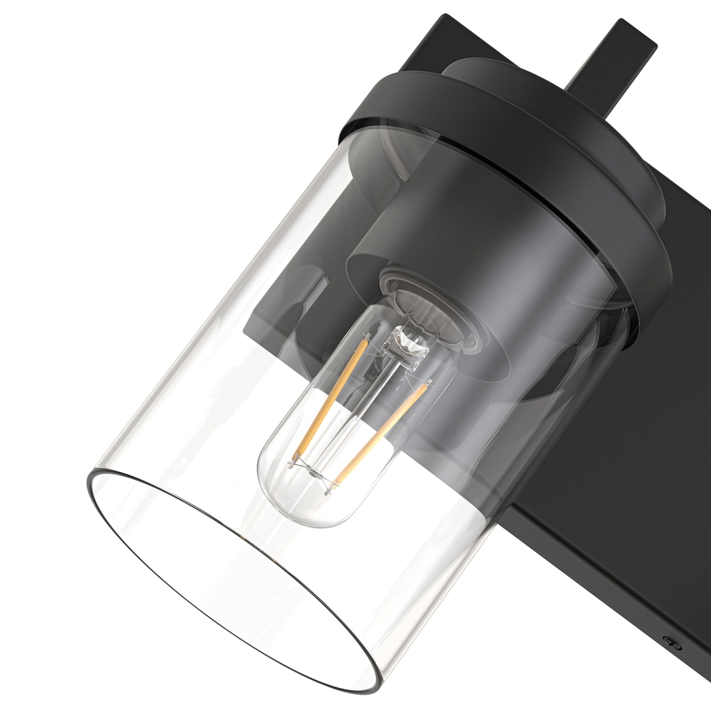 YANSUN 3-Light Vanity Mirror Light with Cylinder Glass Shades, Matte Black Finish, 21.7-Inch Length, Clear Glass Design