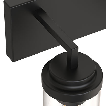YANSUN 3-Light Vanity Mirror Light with Cylinder Glass Shades, Matte Black Finish, 21.7-Inch Length, Clear Glass Design