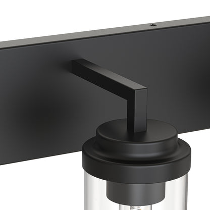 YANSUN 3-Light Vanity Mirror Light with Cylinder Glass Shades, Matte Black Finish, 21.7-Inch Length, Clear Glass Design