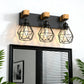 YANSUN 3-Light Vanity Mirror Light with Diamond Cage Design, Matte Black Finish, Industrial Style, 20.9-Inch Length