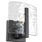YANSUN 2-Pack 6.3 in. 1-Light Matte Black Traditional Indoor Wall Sconce with Water Ripple Glass Shade, E12 Base for Bedroom