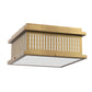 YANSUN 4-Light Square Flush Mount Ceiling Light with Striped Frame, Hand-Brushed Brass Finish, Traditional Elegant Design