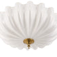 YANSUN 15.4 in. Modern 3-Light Bowl Polished Brass Flush Mount Ceiling Light with Round White Glass Shade E26 for Bedroom,Foyer