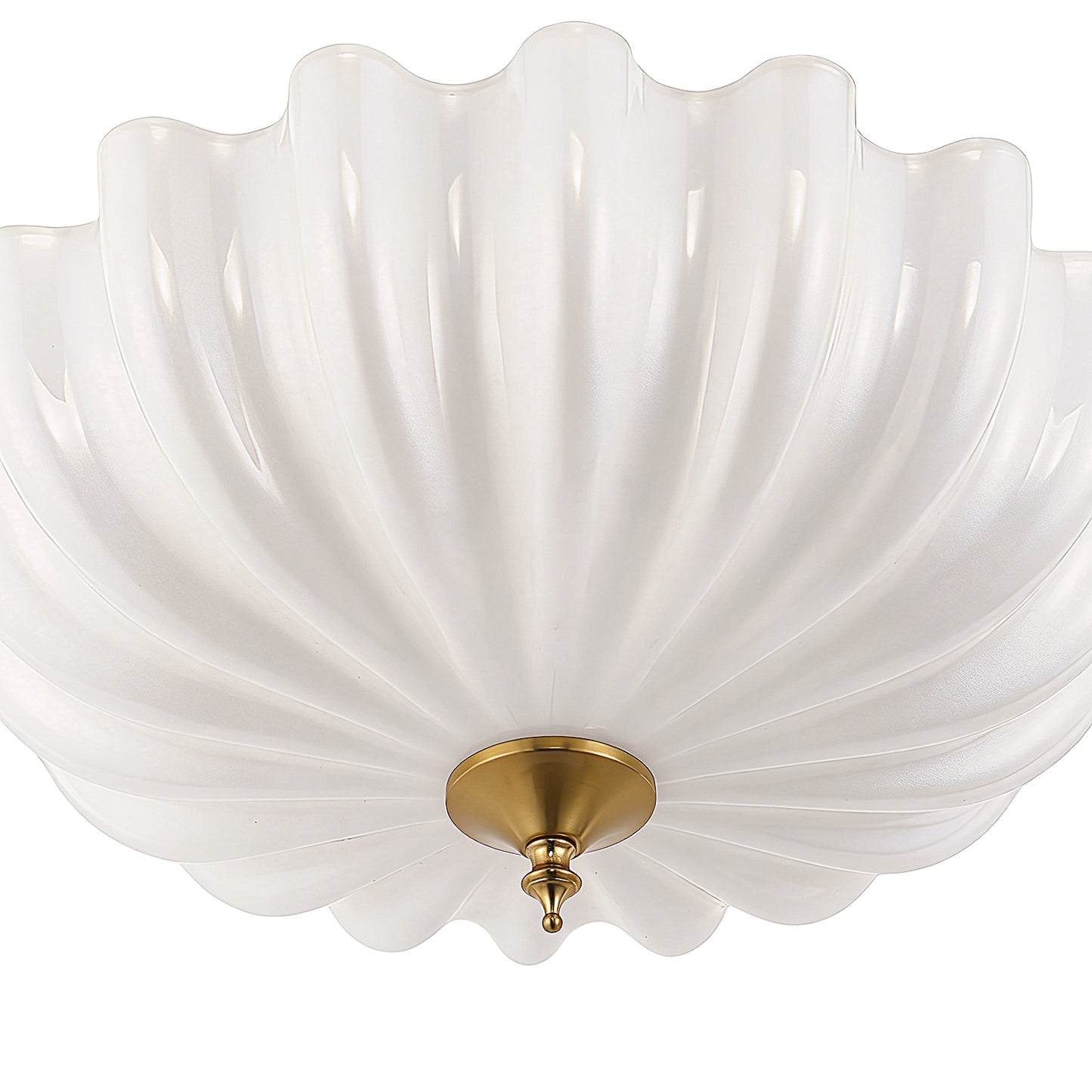 YANSUN 15.4 in. Modern 3-Light Bowl Polished Brass Flush Mount Ceiling Light with Round White Glass Shade E26 for Bedroom,Foyer