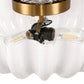 YANSUN 15.4 in. Modern 3-Light Bowl Polished Brass Flush Mount Ceiling Light with Round White Glass Shade E26 for Bedroom,Foyer