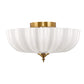 YANSUN 15.4 in. Modern 3-Light Bowl Polished Brass Flush Mount Ceiling Light with Round White Glass Shade E26 for Bedroom,Foyer