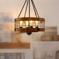 Black and Brown Farmhouse Chandelier for Dining Room, 4-Light Pendant Kitchen Island Lighting,for Entryway Foyer Bedroom