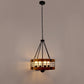 Black and Brown Farmhouse Chandelier for Dining Room, 4-Light Pendant Kitchen Island Lighting,for Entryway Foyer Bedroom