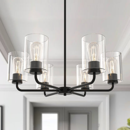 YANSUN 5-Light Black Chandelier Light Fixture with Accessories for Elegant Home Decor??Bulbs and Lampshade not Included????¡ì?o?????¡ì?o?