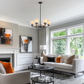 YANSUN 5-Light Black Chandelier Light Fixture with Accessories for Elegant Home Decor??Bulbs and Lampshade not Included????¡ì?o?????¡ì?o?