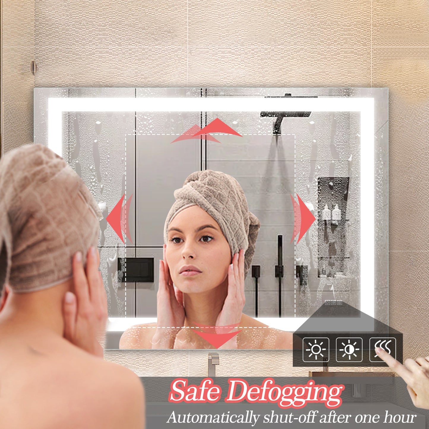 YANSUN 48" x 36" LED Bathroom Mirror Vanity Light with Anti-Fog, Touch Sensor, Dimmable & Color Changing Light ????¡§??C Frameless Modern Vanity Wall Mirror