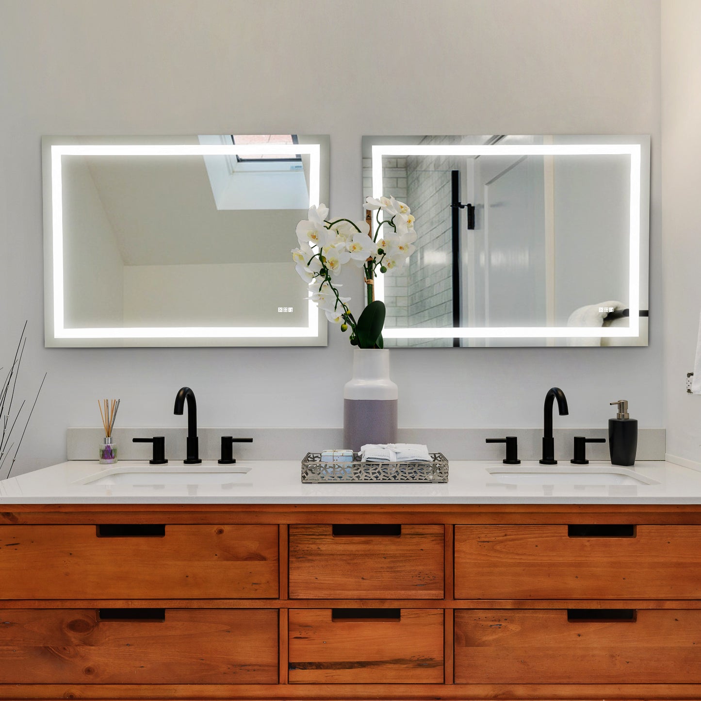 YANSUN 48" x 36" LED Bathroom Mirror Vanity Light with Anti-Fog, Touch Sensor, Dimmable & Color Changing Light ????¡§??C Frameless Modern Vanity Wall Mirror