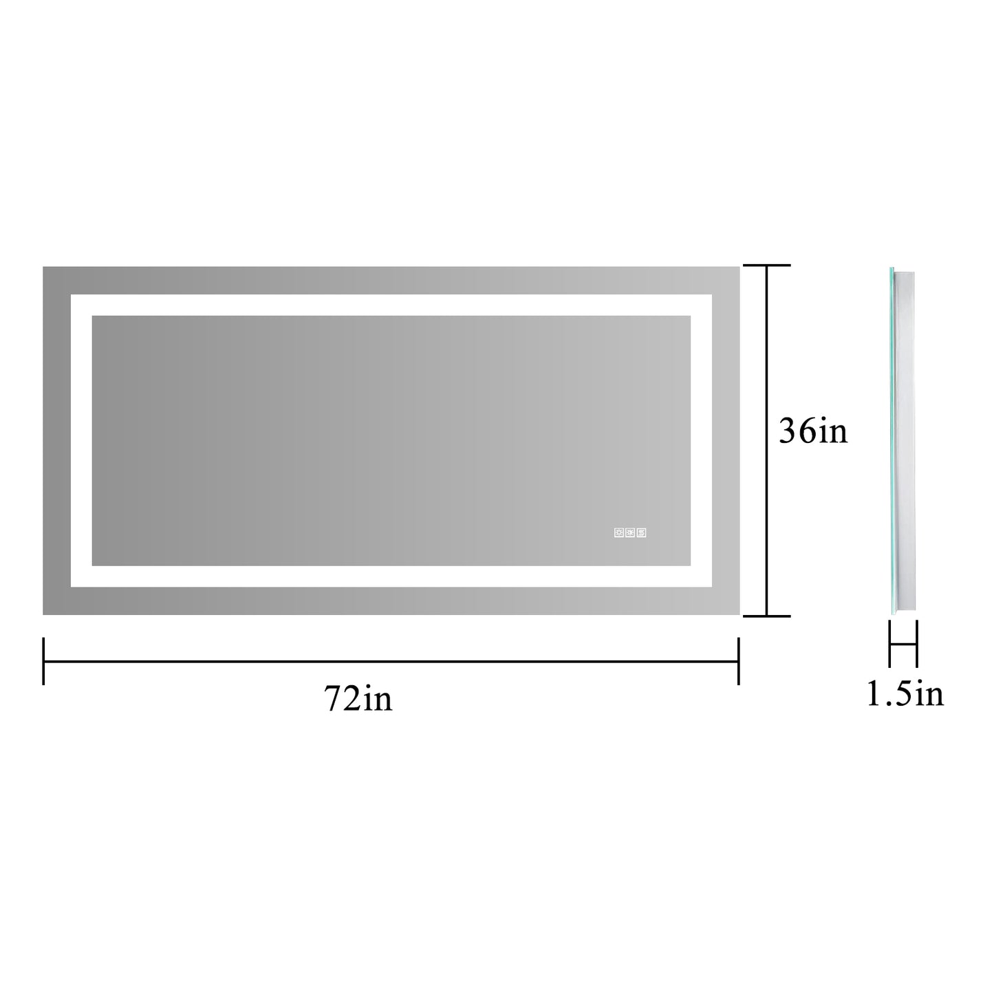 YANSUN 72" x 36" LED Bathroom Mirror with Anti-Fog, Dimmable & Color Changing Light ????¡§??C Modern Frameless Vanity Wall Mirror
