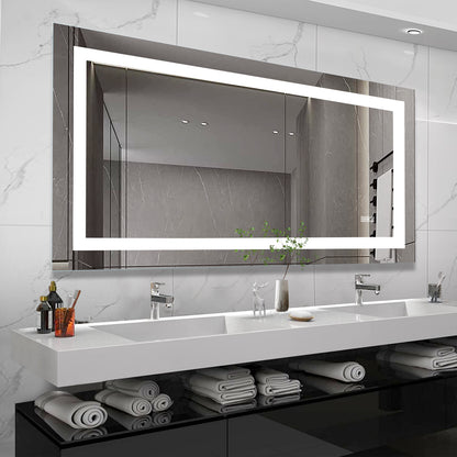 YANSUN 72" x 36" LED Bathroom Mirror with Anti-Fog, Dimmable & Color Changing Light ????¡§??C Modern Frameless Vanity Wall Mirror