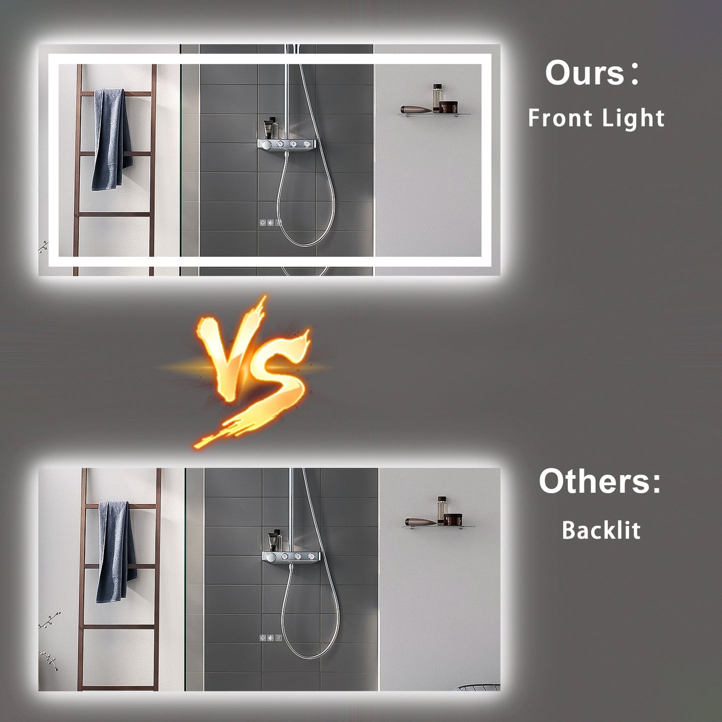YANSUN 72" x 36" LED Bathroom Mirror with Anti-Fog, Dimmable & Color Changing Light ????¡§??C Modern Frameless Vanity Wall Mirror