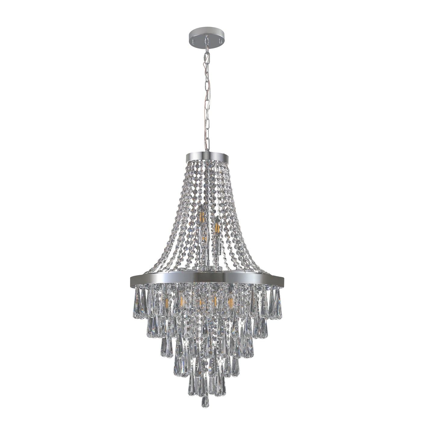 YANSUN 20in. Chrome Crystal Chandelier 11-Light E12 Modern Luxury Ceiling Light for Living Room Dining Room Staircase Adjustable Height