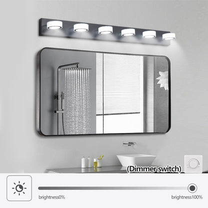 YANSUN 45in. Modern 6-Light LED Vanity Wall Light Black with Acrylic Shades Dimmable Bathroom Fixture