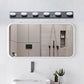 YANSUN 45in. Modern 6-Light LED Vanity Wall Light Black with Acrylic Shades Dimmable Bathroom Fixture