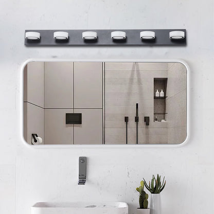 YANSUN 45in. Modern 6-Light LED Vanity Wall Light Black with Acrylic Shades Dimmable Bathroom Fixture