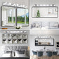 YANSUN 52in. Modern 7-Light LED Vanity Wall Sconce Chrome with Acrylic Shades Dimmable Bathroom Light