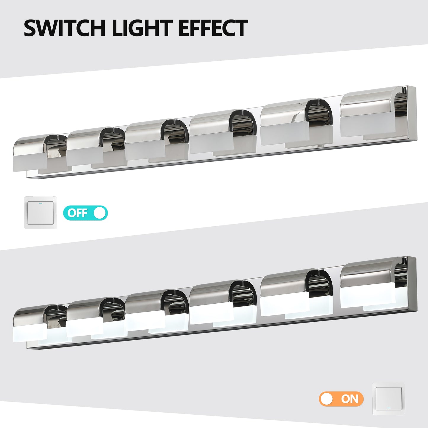 YANSUN Modern Bathroom Vanity Lighting 6-Light LED Vanity Lights Over Mirror Bath Wall Lighting