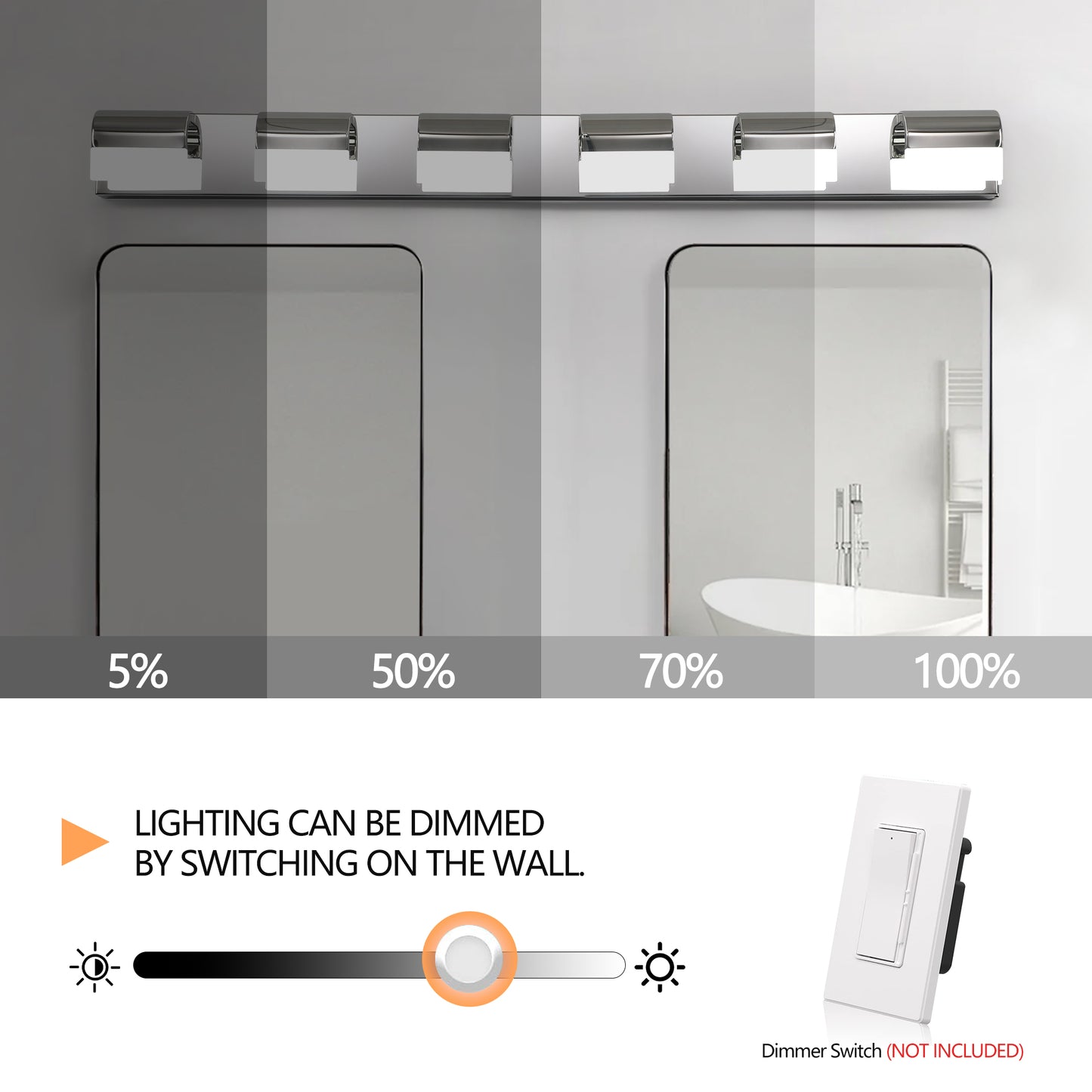 YANSUN Modern Bathroom Vanity Lighting 6-Light LED Vanity Lights Over Mirror Bath Wall Lighting