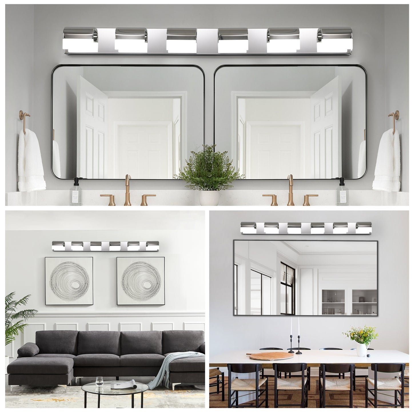 YANSUN Modern Bathroom Vanity Lighting 6-Light LED Vanity Lights Over Mirror Bath Wall Lighting