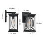 YANSUN 14in Outdoor Wall Lantern Black Crackled Glass Weather-Resistant Exterior Sconce Modern Porch Patio Entryway Light E26 Base